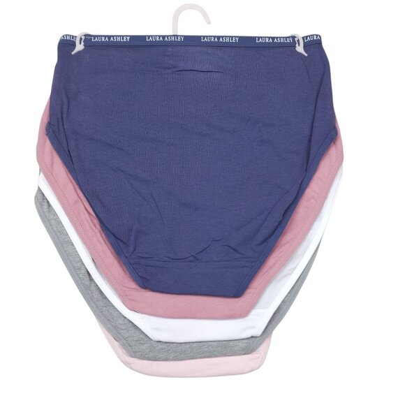 Laura Ashley 5-Pack Cotton Spandex Tag-Free M Brief Panties Pink Gray Blue White - Picture 3 of 12